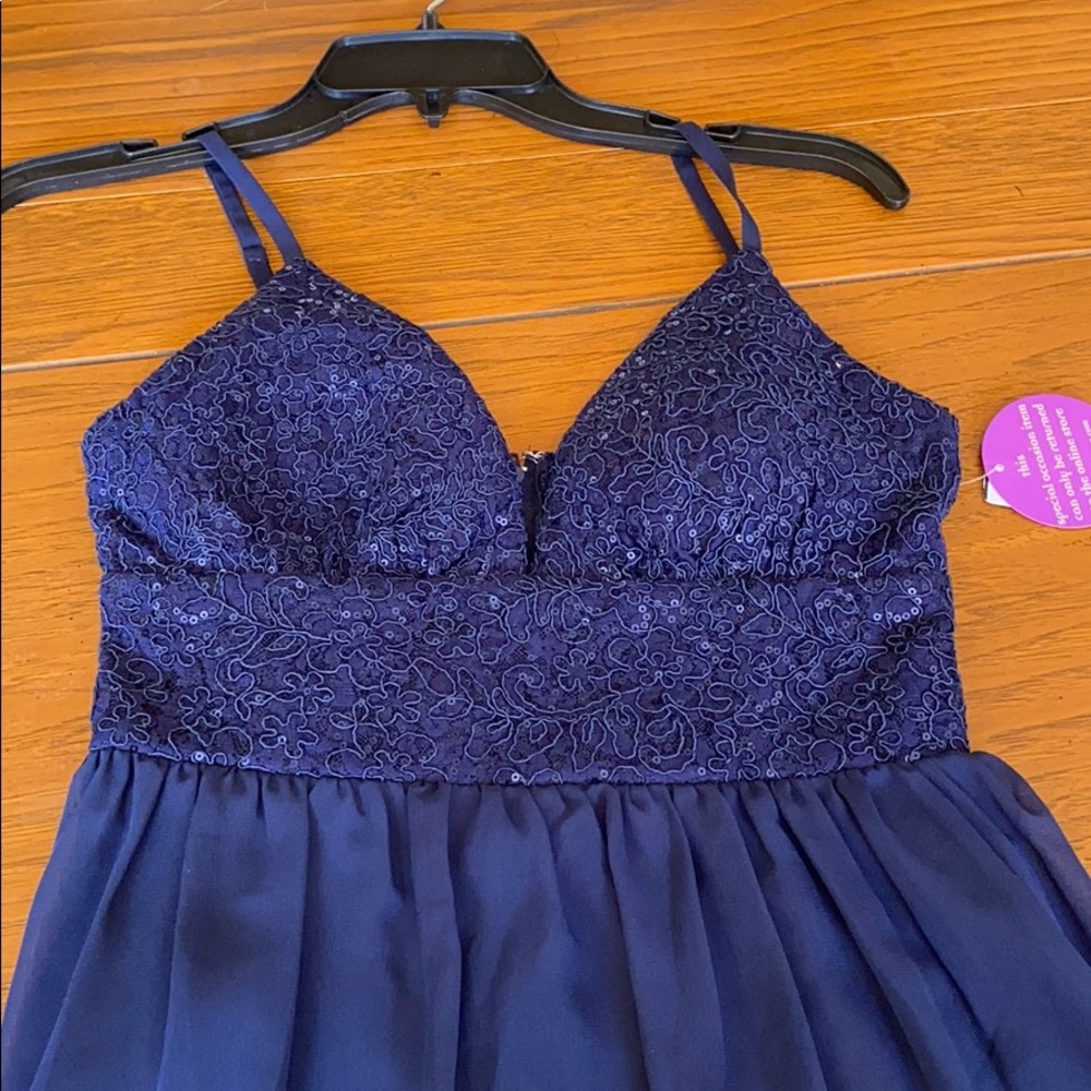 navy blue dress with flowery designs size 1